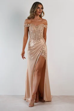 Khacy Embellished Gown | Champagne/Gold