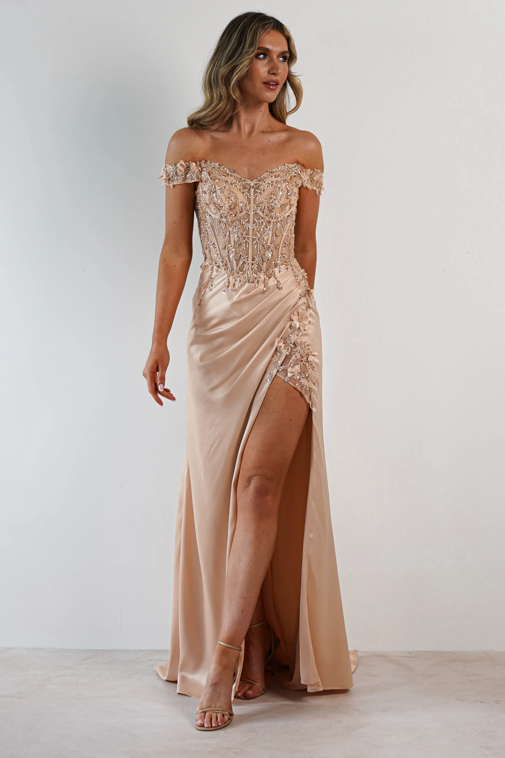 Khacy Embellished Gown | Champagne/Gold