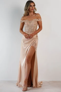 Khacy Embellished Gown | Champagne/Gold