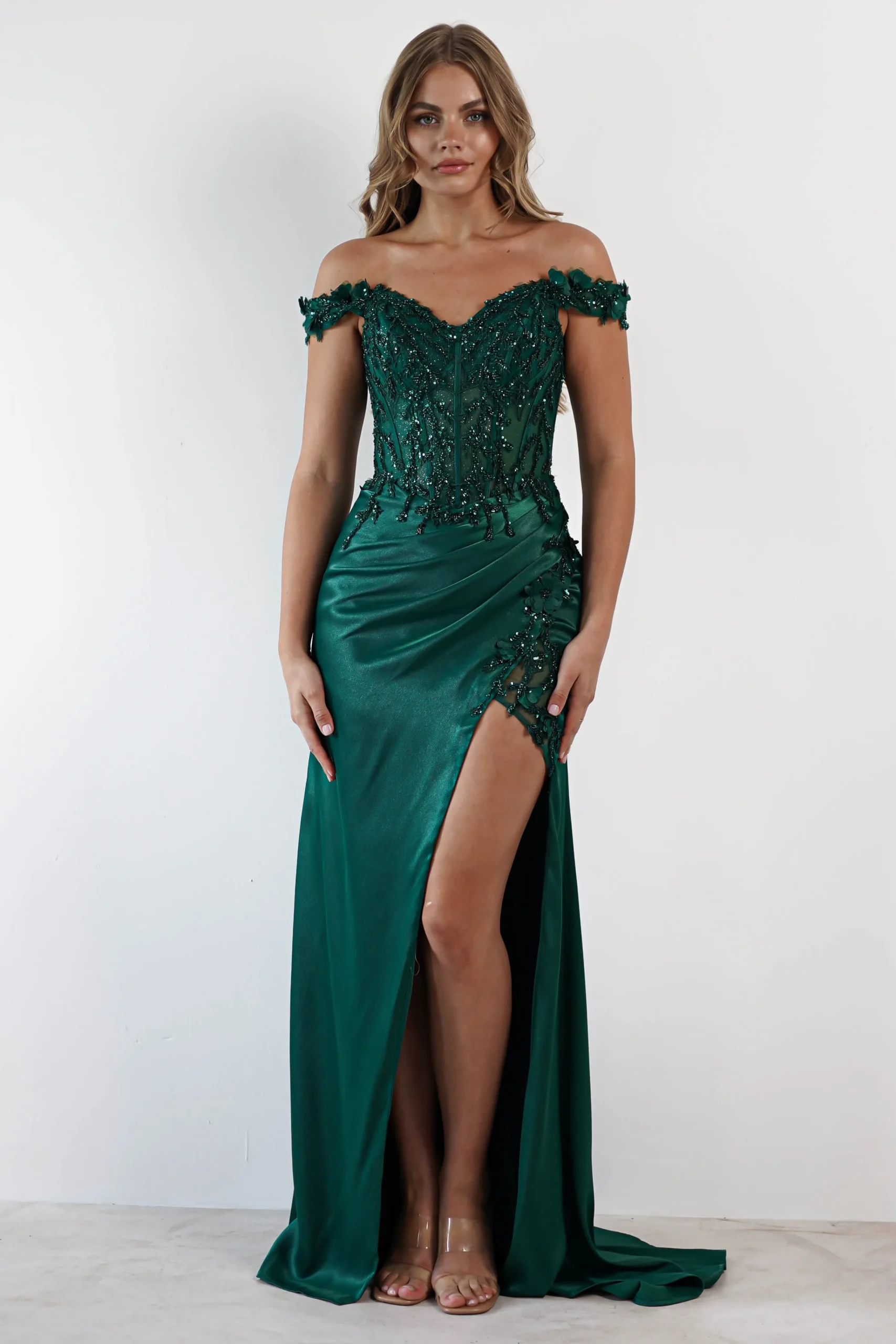 Khacy Embellished Gown | Emerald