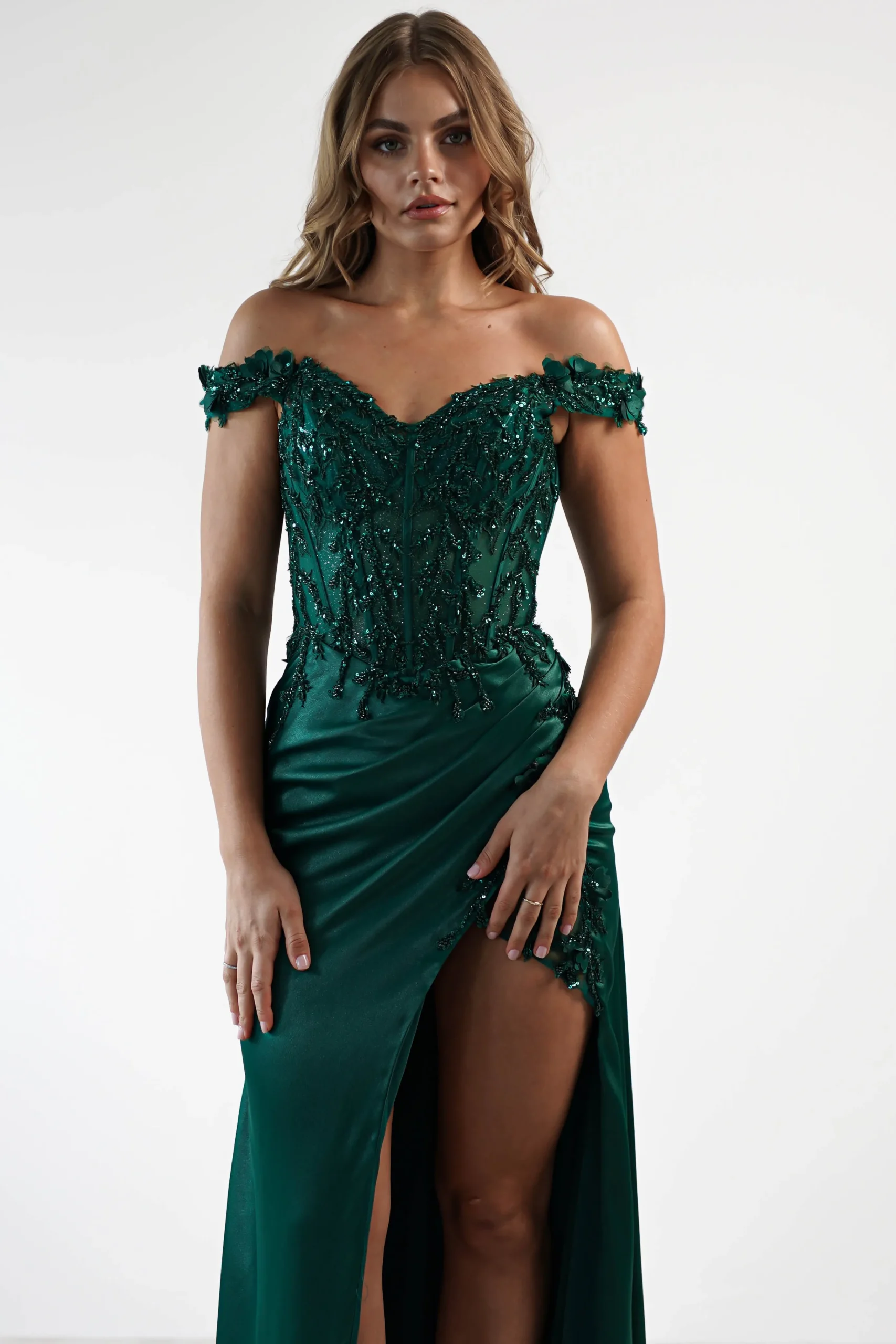 Khacy Embellished Gown | Emerald