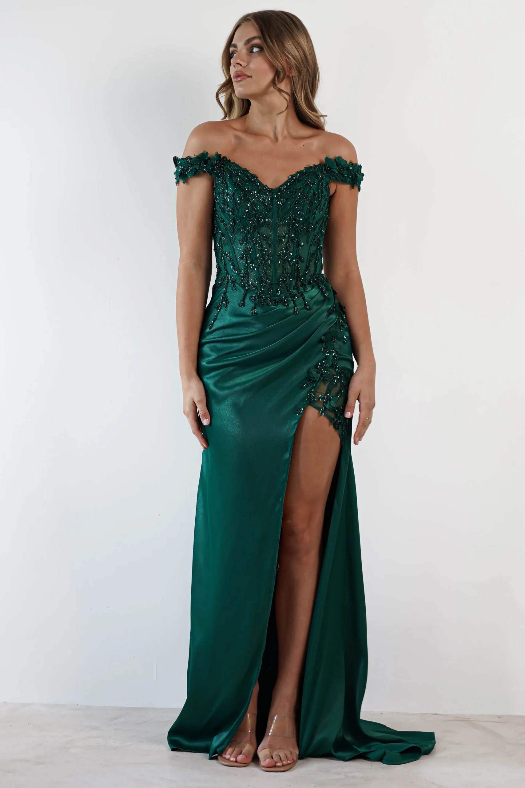 Khacy Embellished Gown | Emerald