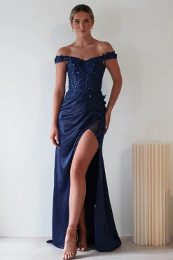 Khacy Embellished Gown | Navy
