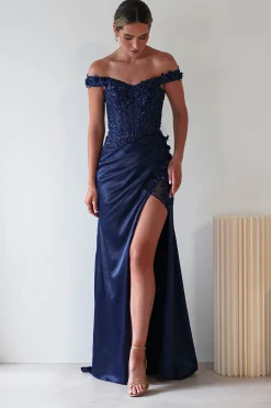 Khacy Embellished Gown | Navy
