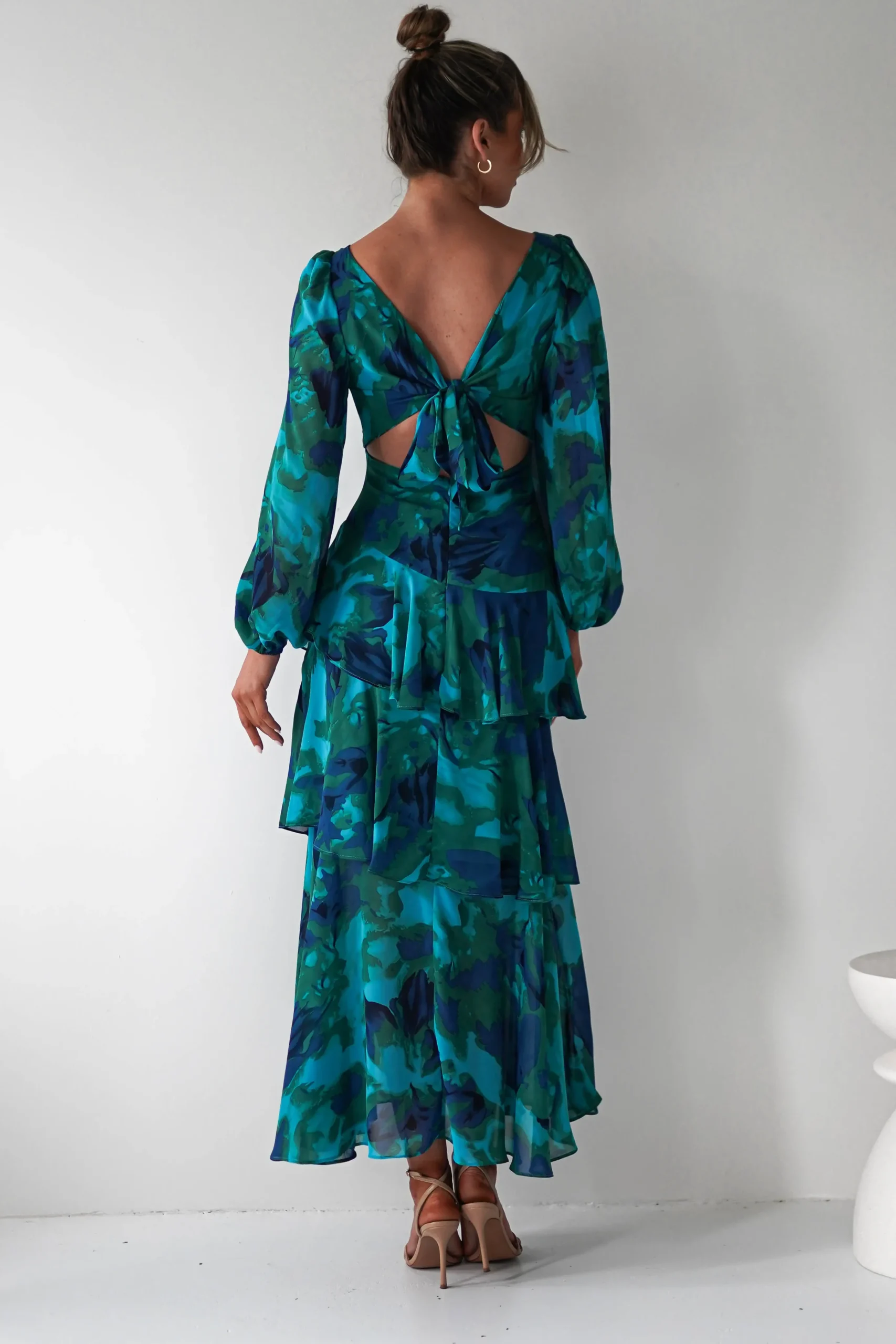 Kiyah Long Sleeve Maxi Dress | Green Print