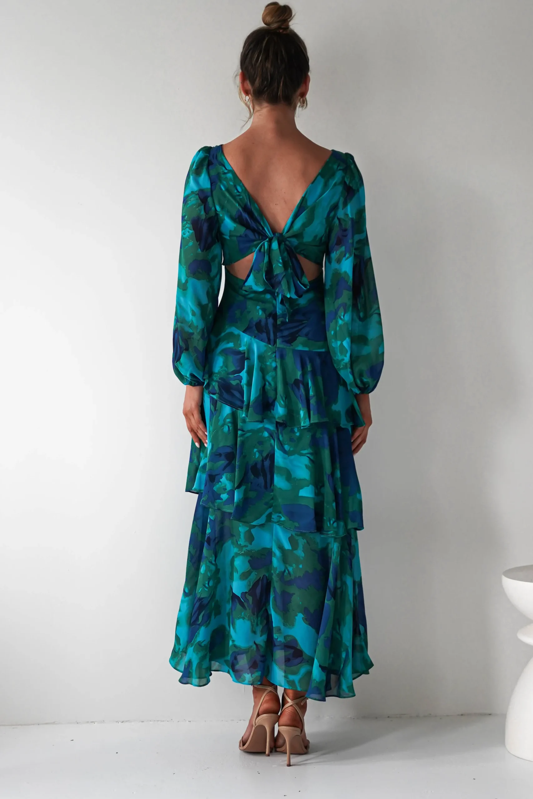 Kiyah Long Sleeve Maxi Dress | Green Print