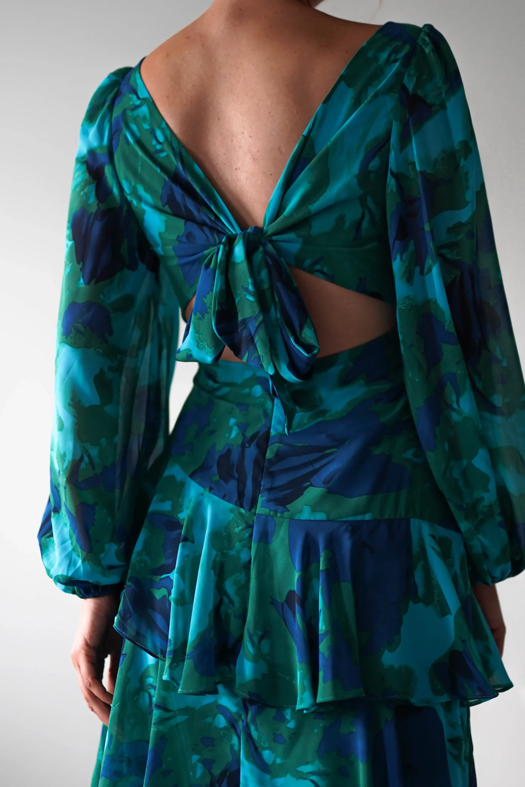Kiyah Long Sleeve Maxi Dress | Green Print