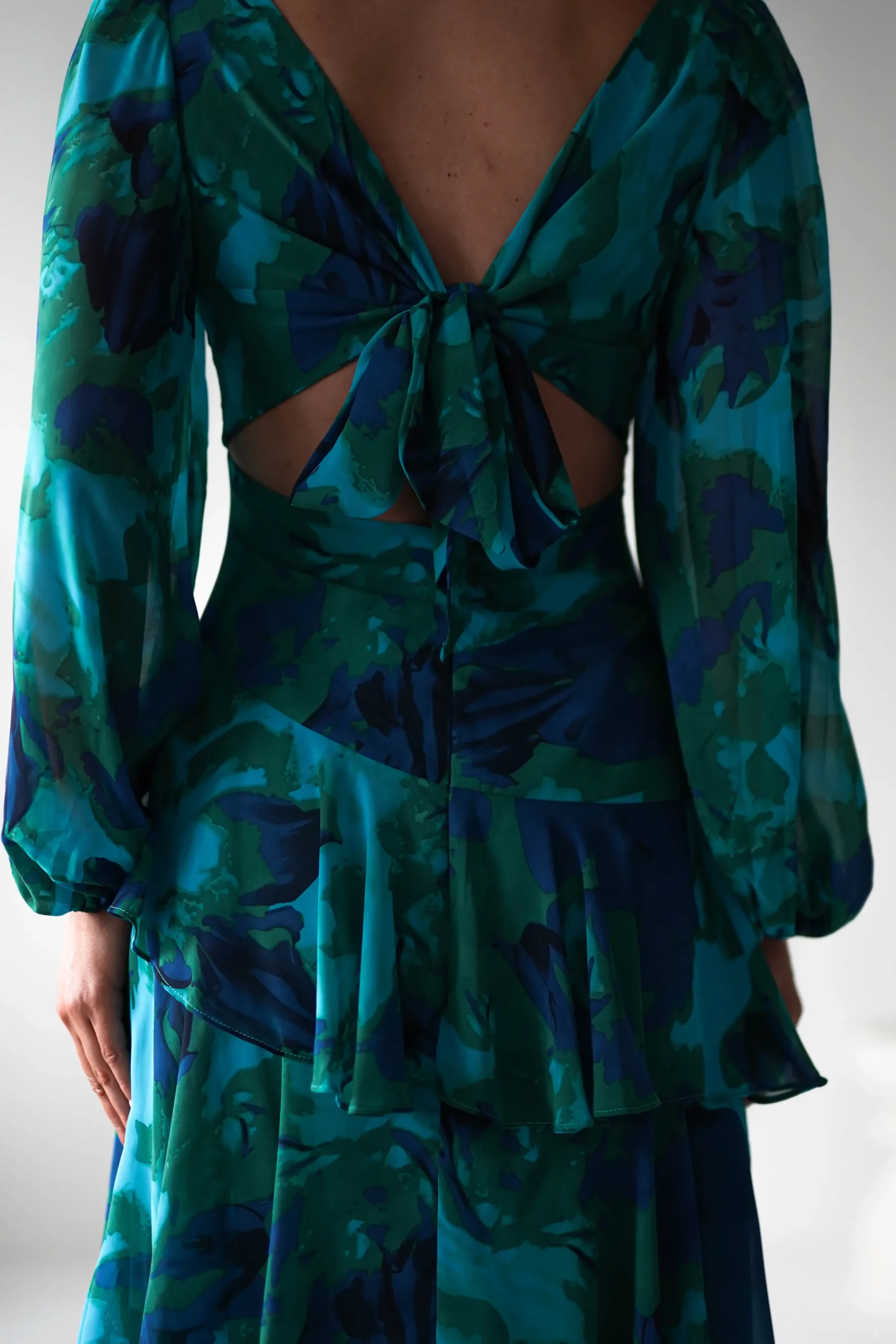 Kiyah Long Sleeve Maxi Dress | Green Print