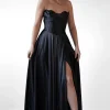 Kristi Strapless A Line Gown | Black