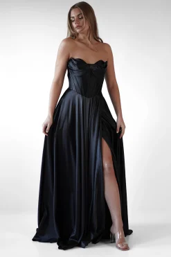 Kristi Strapless A Line Gown | Black