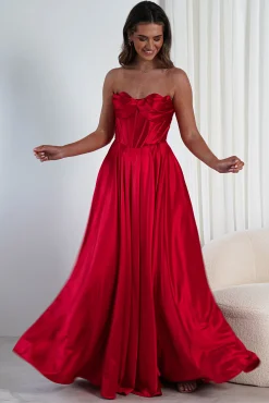 Kristi Strapless A Line Gown | Red