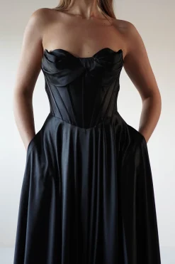 Kristi Strapless A Line Gown | Black