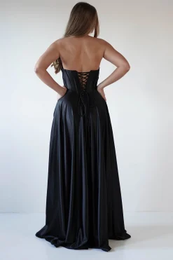 Kristi Strapless A Line Gown | Black