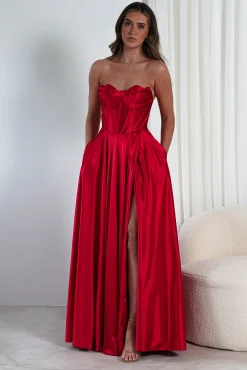 Kristi Strapless A Line Gown | Red