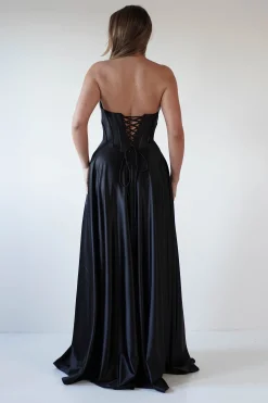 Kristi Strapless A Line Gown | Black