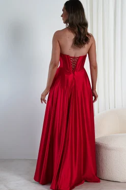 Kristi Strapless A Line Gown | Red