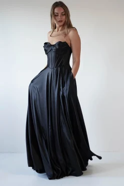 Kristi Strapless A Line Gown | Black