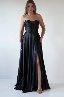 Kristi Strapless A Line Gown | Black