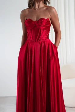 Kristi Strapless A Line Gown | Red
