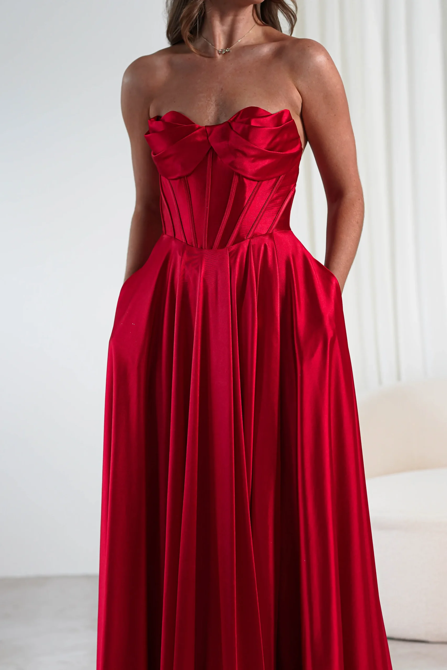 Kristi Strapless A Line Gown | Red