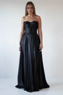 Kristi Strapless A Line Gown | Black