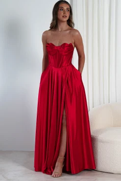 Kristi Strapless A Line Gown | Red