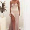Krysta Soft Satin Long Strapless Gown | Champagne