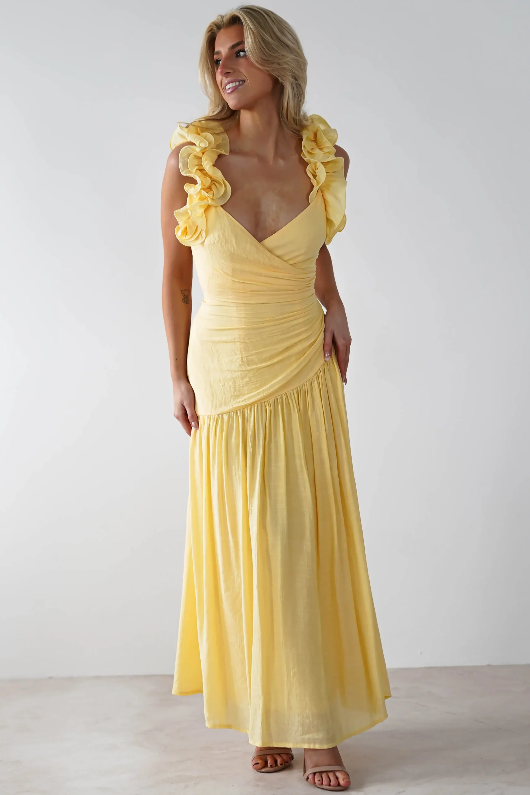 Lara Ruffle Detail Midaxi | Yellow