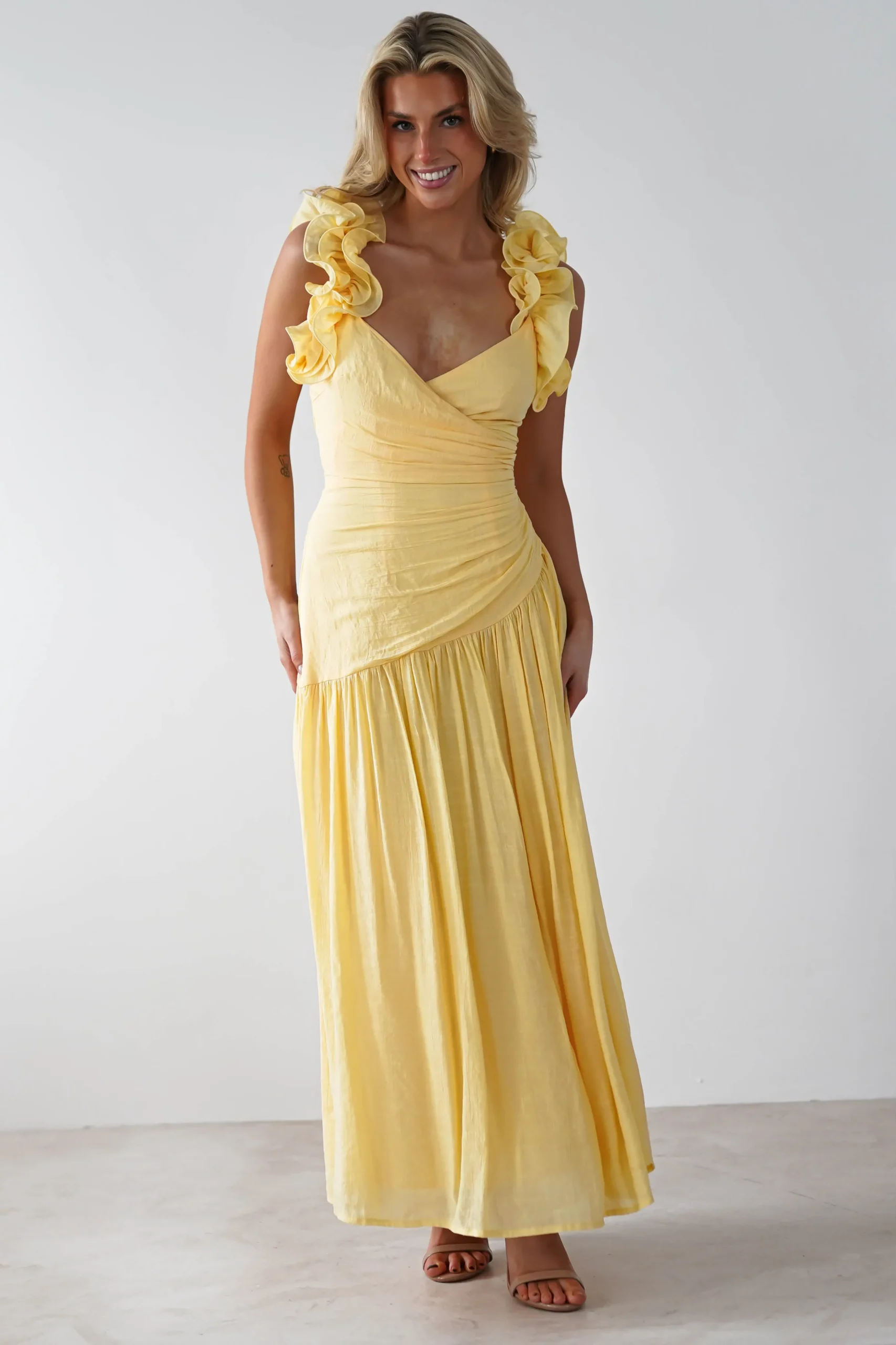 Lara Ruffle Detail Midaxi | Yellow