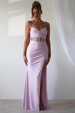 Larna Sequin Bust Bodycon Gown | Light Pink
