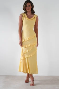 Lauretta Ruffle Chiffon Maxi Dress | Yellow