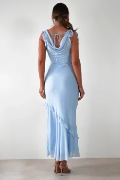 Lauretta Ruffle Chiffon Maxi Dress | Blue