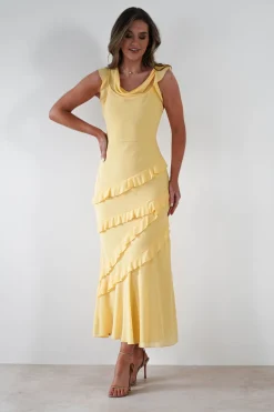 Lauretta Ruffle Chiffon Maxi Dress | Yellow