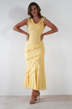 Lauretta Ruffle Chiffon Maxi Dress | Yellow