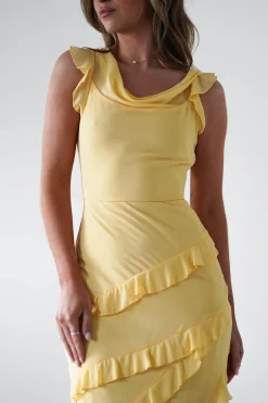 Lauretta Ruffle Chiffon Maxi Dress | Yellow