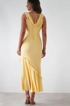 Lauretta Ruffle Chiffon Maxi Dress | Yellow