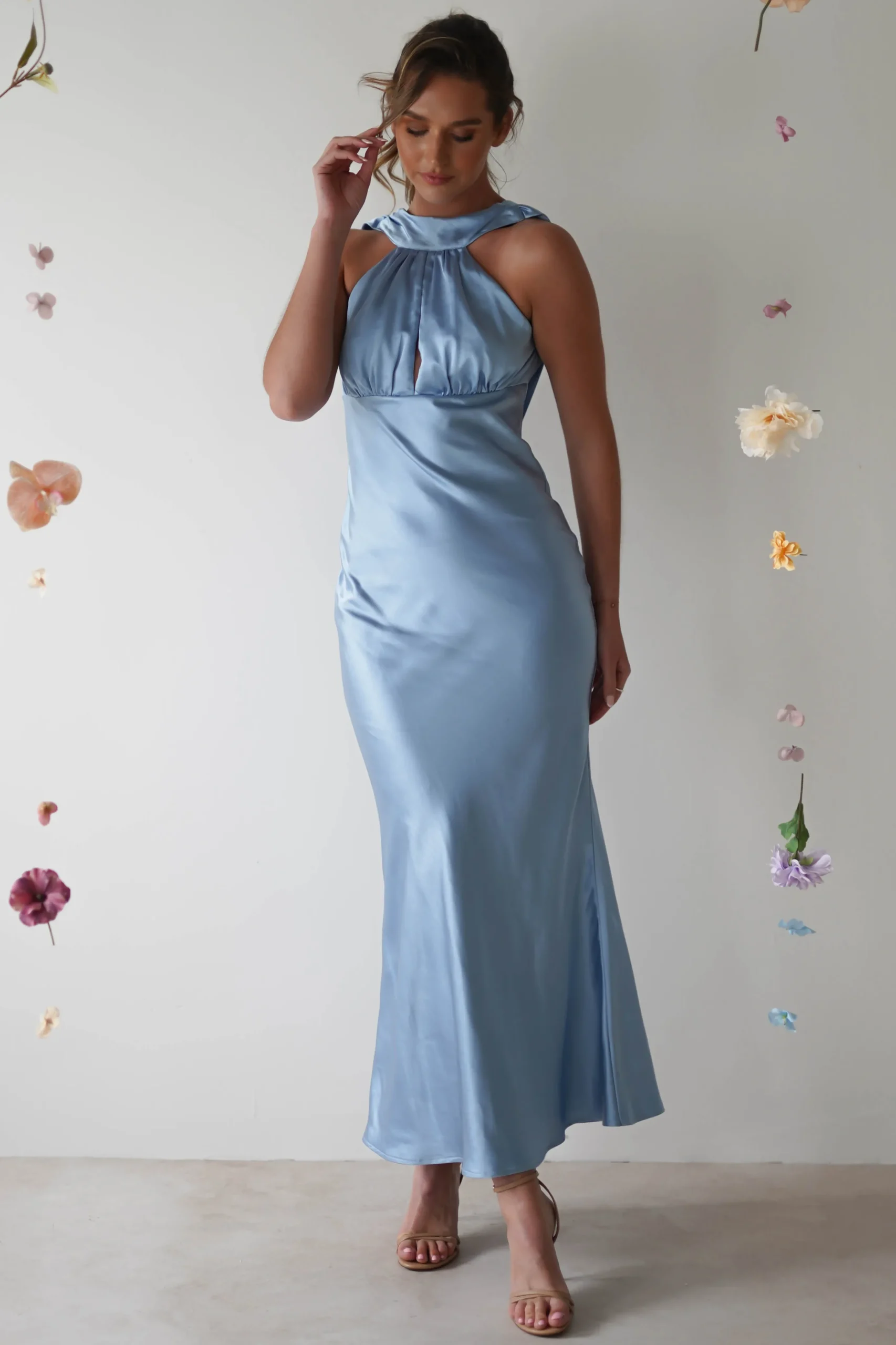 Lauryn Halter Neck Maxi Dress | Light Blue