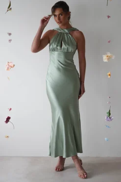 Lauryn Halter Neck Maxi Dress | Sage
