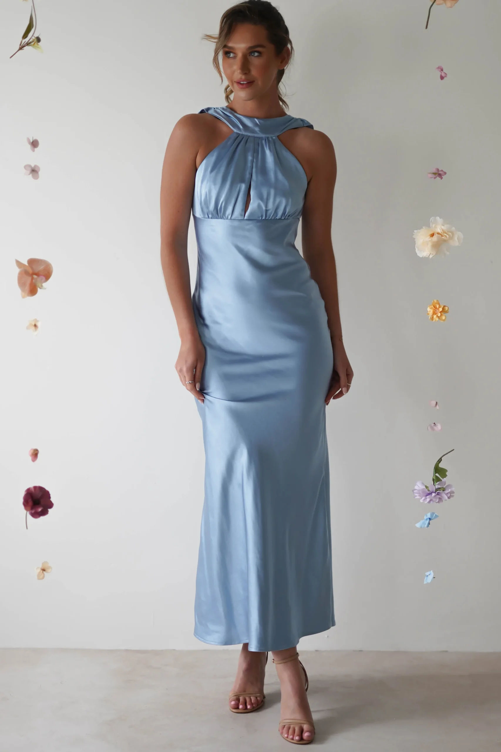 Lauryn Halter Neck Maxi Dress | Light Blue