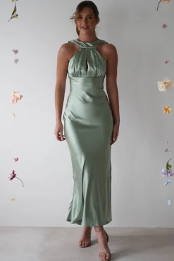 Lauryn Halter Neck Maxi Dress | Sage