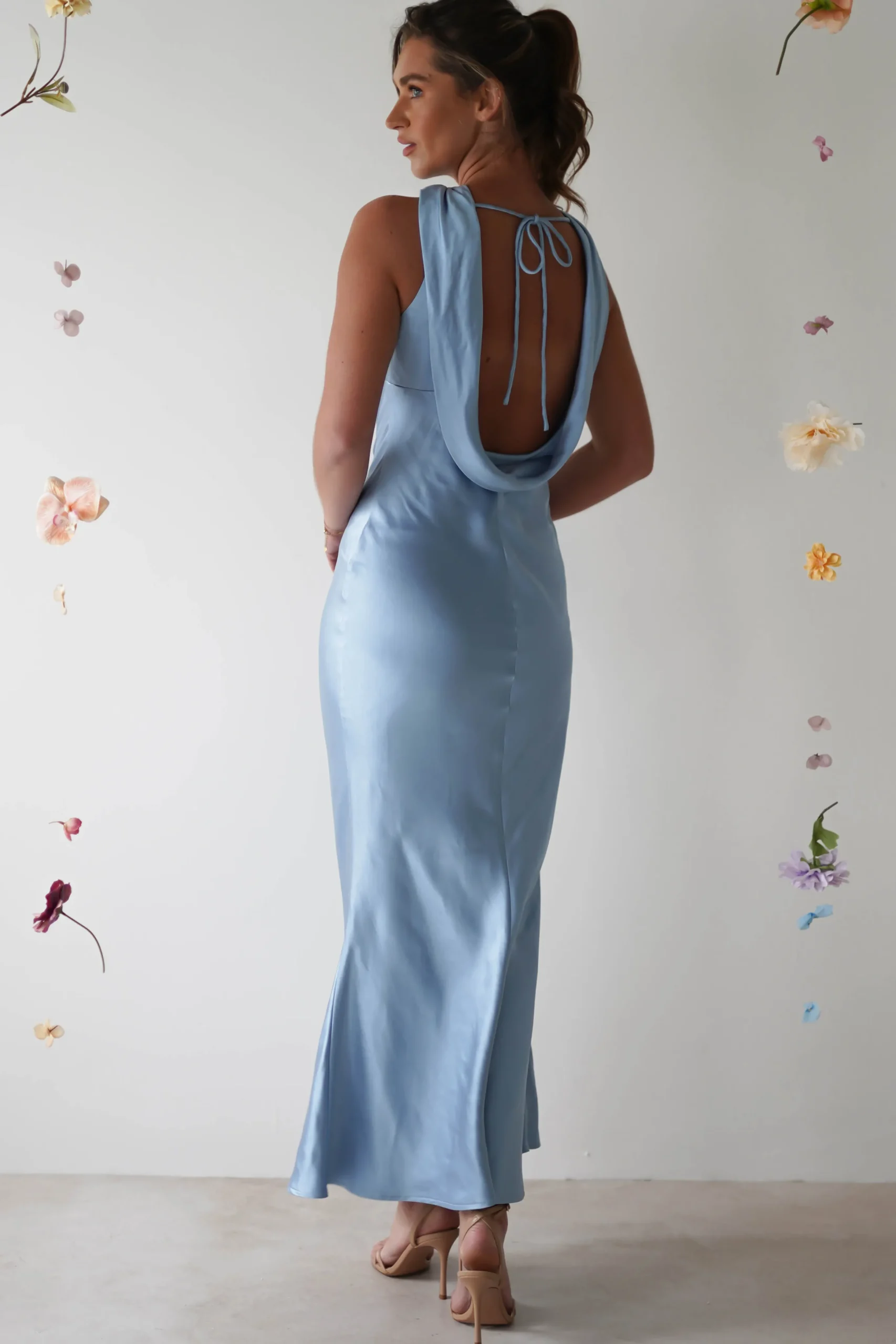 Lauryn Halter Neck Maxi Dress | Light Blue