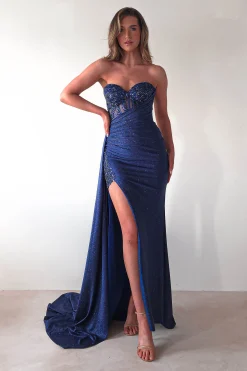 Lavelle Glitter Bodycon Gown | Navy