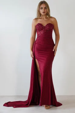 Lavelle Glitter Bodycon Gown | Burgundy
