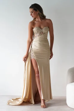 Lavelle Glitter Bodycon Gown | Gold