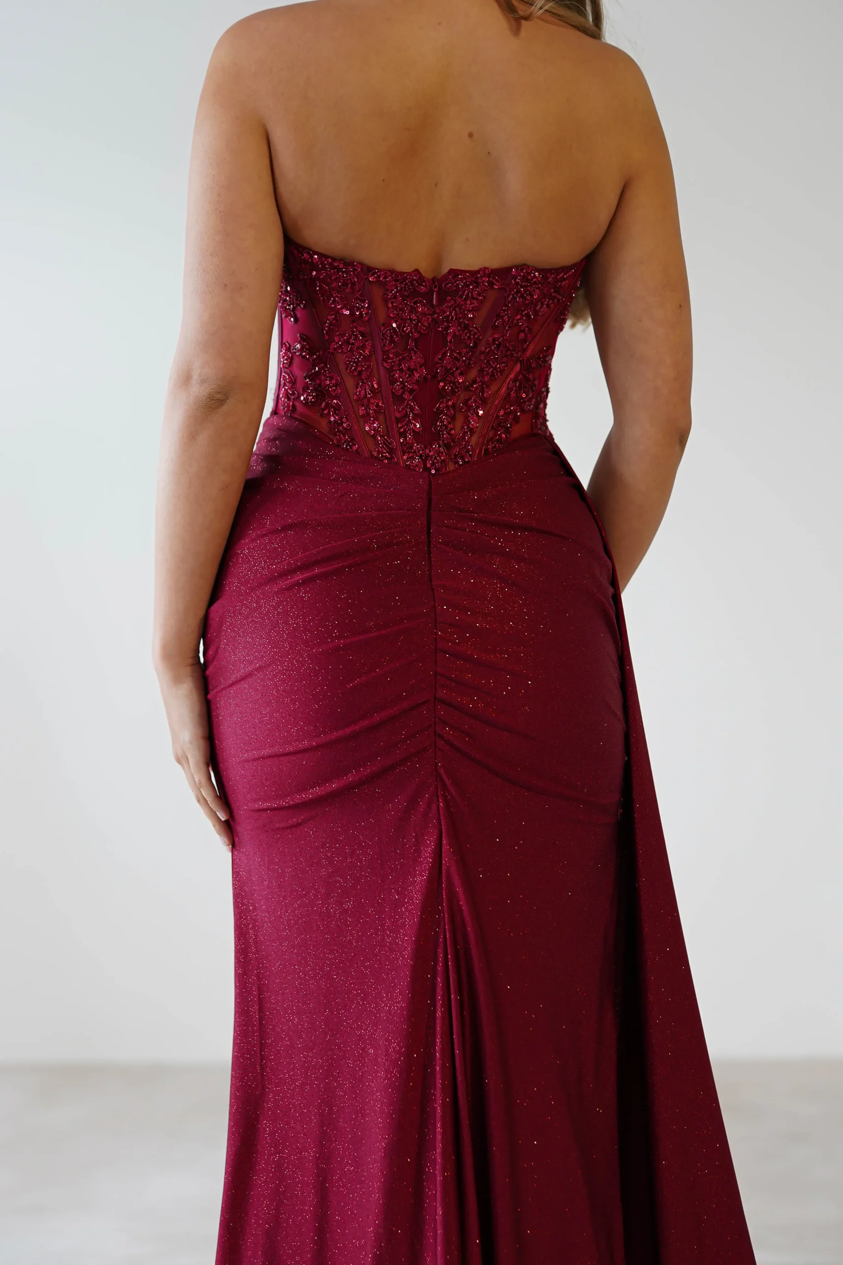Lavelle Glitter Bodycon Gown | Burgundy