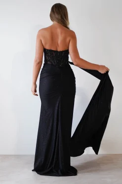 Lavelle Glitter Bodycon Gown | Black