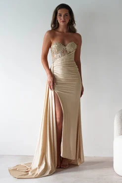 Lavelle Glitter Bodycon Gown | Gold