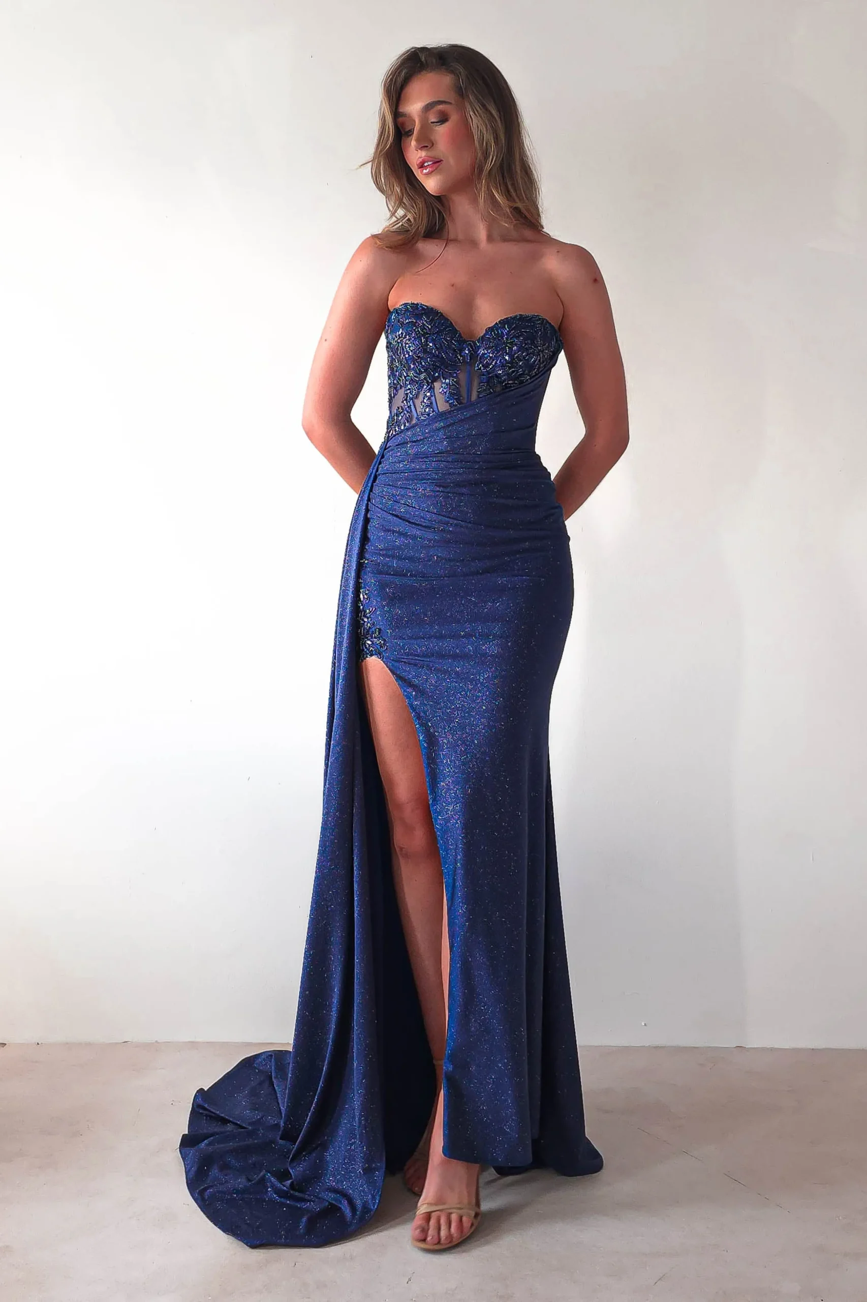 Lavelle Glitter Bodycon Gown | Navy