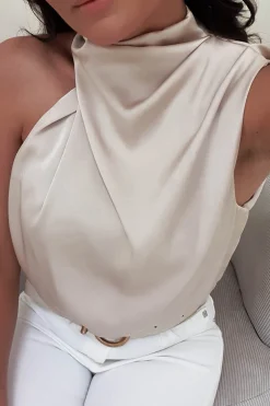 Layla Soft Satin Crop Top | Champagne