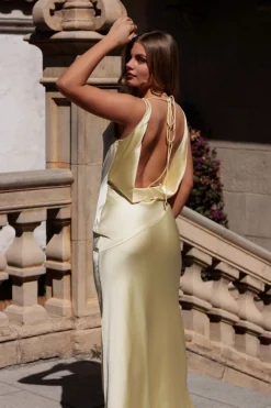 Leah Cowl Neckline Maxi Dress | Yellow